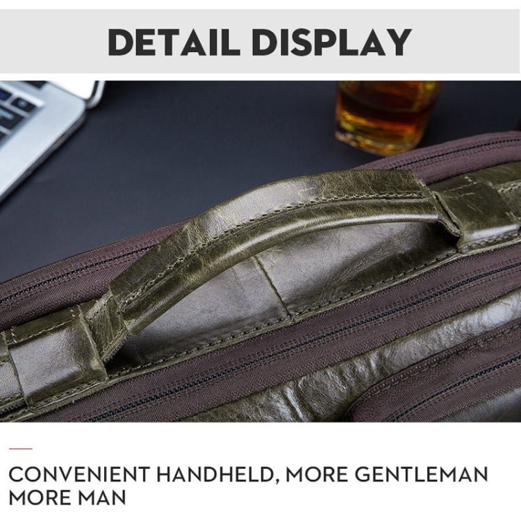 BULL CAPTAIN 036 Men Leather Shoulder Bag Retro First - Layer Cowhide Messenger Bag(Beige) - British D'sire