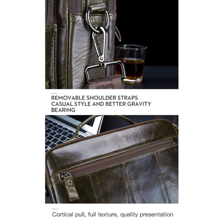 BULL CAPTAIN 036 Men Leather Shoulder Bag Retro First - Layer Cowhide Messenger Bag(Yellow Brown) - British D'sire