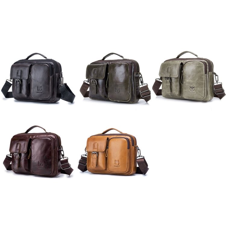 BULL CAPTAIN 036 Men Leather Shoulder Bag Retro First-Layer Cowhide Messenger Bag(Yellow Brown) Secondary image