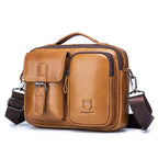 BULL CAPTAIN 036 Men Leather Shoulder Bag Retro First - Layer Cowhide Messenger Bag(Yellow Brown) - British D'sire