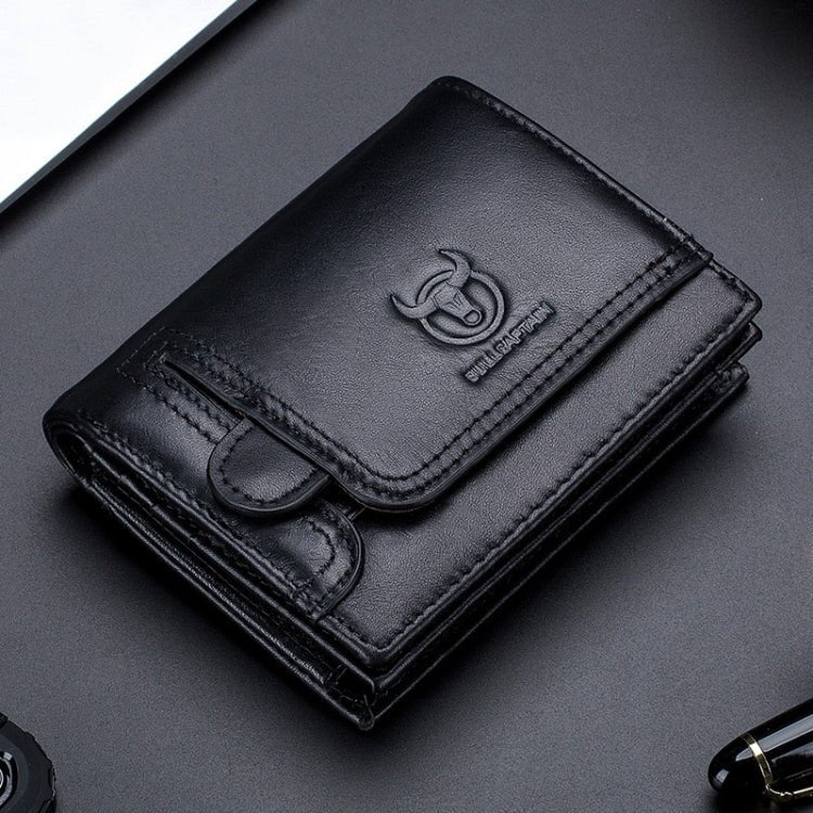 BULL CAPTAIN 037 First - Layer Cowhide Men Leather Wallet Driver License Coin Purse(Black) - British D'sire Main image