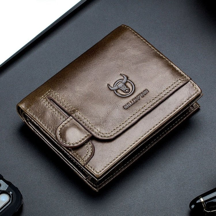 BULL CAPTAIN 037 First - Layer Cowhide Men Leather Wallet Driver License Coin Purse(Brown) - British D'sire Main image