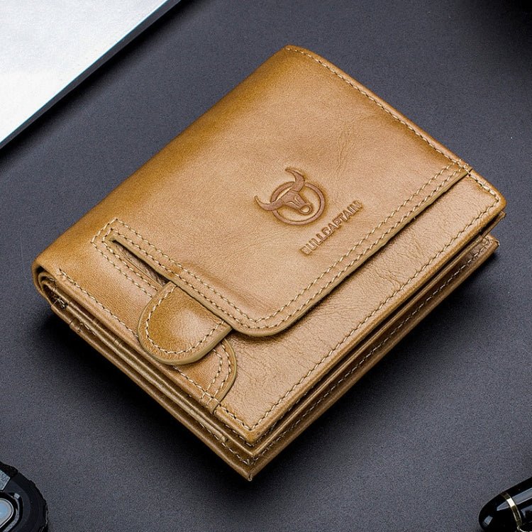 BULL CAPTAIN 037 First - Layer Cowhide Men Leather Wallet Driver License Coin Purse(Yellow Brown) - British D'sire Main image