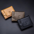 BULL CAPTAIN 037 First - Layer Cowhide Men Leather Wallet Driver License Coin Purse(Yellow Brown) - British D'sire