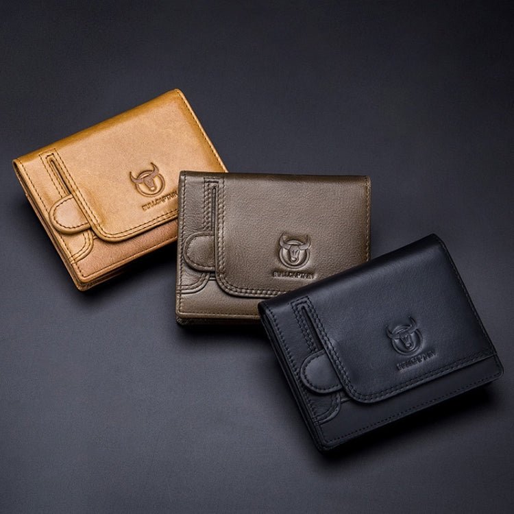 BULL CAPTAIN 037 First - Layer Cowhide Men Leather Wallet Driver License Coin Purse(Yellow Brown) - British D'sire