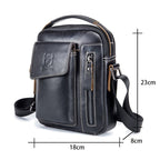 BULL CAPTAIN 037 First - Layer Cowhide Messenger Bag Male Soft Leather Shoulder Bag(Black) - British D'sire