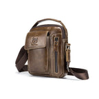 BULL CAPTAIN 037 First - Layer Cowhide Messenger Bag Male Soft Leather Shoulder Bag(Chestnut Brown) - British D'sire