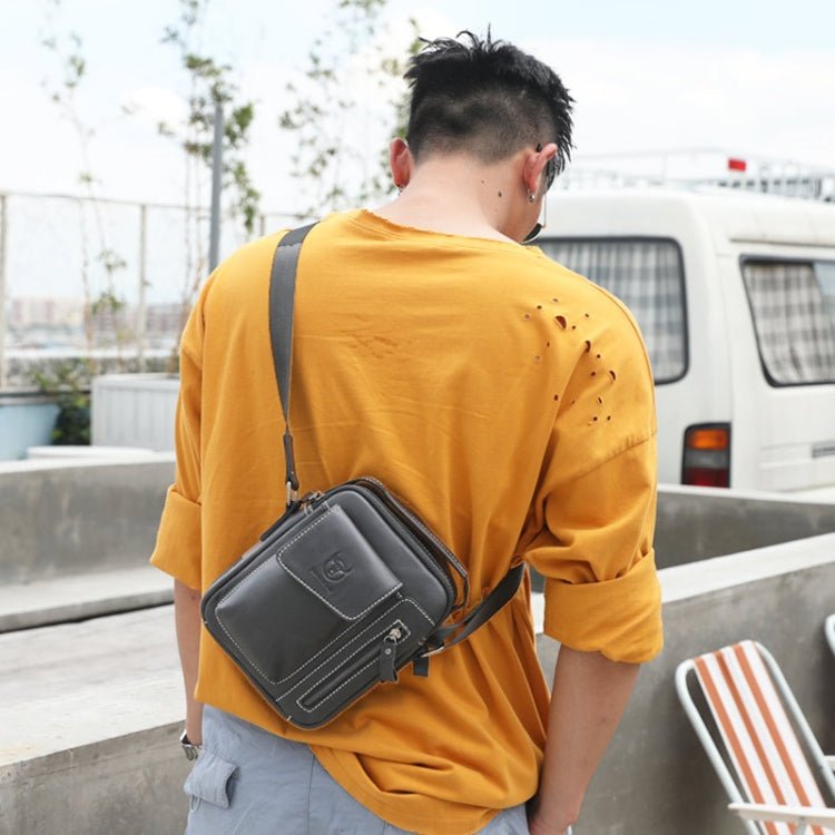 BULL CAPTAIN 037 First - Layer Cowhide Messenger Bag Male Soft Leather Shoulder Bag(Chestnut Brown) - British D'sire