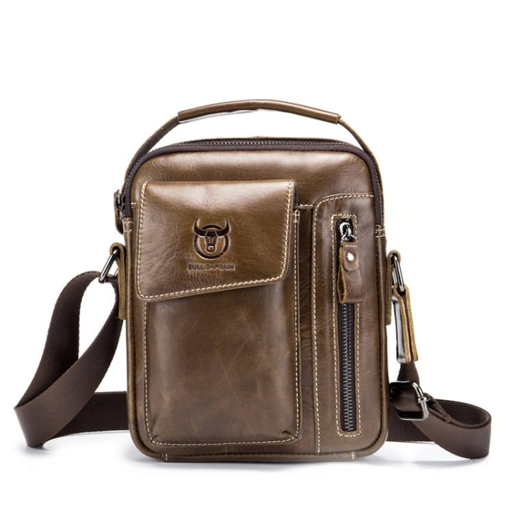 BULL CAPTAIN 037 First - Layer Cowhide Messenger Bag Male Soft Leather Shoulder Bag(Chestnut Brown) - British D'sire