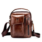 BULL CAPTAIN 037 First - Layer Cowhide Messenger Bag Male Soft Leather Shoulder Bag(Dark Brown) - British D'sire
