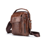 BULL CAPTAIN 037 First - Layer Cowhide Messenger Bag Male Soft Leather Shoulder Bag(Dark Brown) - British D'sire
