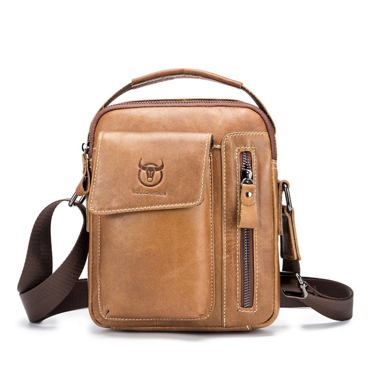 BULL CAPTAIN 037 First - Layer Cowhide Messenger Bag Male Soft Leather Shoulder Bag(Yellow Brown) - British D'sire Main image
