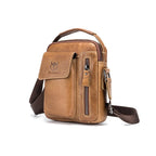 BULL CAPTAIN 037 First - Layer Cowhide Messenger Bag Male Soft Leather Shoulder Bag(Yellow Brown) - British D'sire