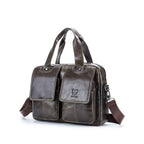 BULL CAPTAIN 042 Men Leather Single - shoulder Messenger Bag Cowhide Handheld Briefcase(Iron Cyan) - British D'sire