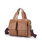 BULL CAPTAIN 042 Men Leather Single - shoulder Messenger Bag Cowhide Handheld Briefcase(Yellow Brown) - British D'sire