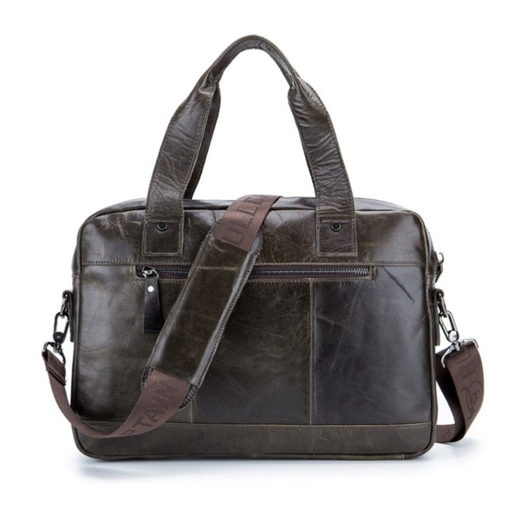 BULL CAPTAIN 042 Men Leather Single - shoulder Messenger Bag Cowhide Handheld Briefcase(Yellow Brown) - British D'sire