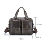 BULL CAPTAIN 042 Men Leather Single - shoulder Messenger Bag Cowhide Handheld Briefcase(Yellow Brown) - British D'sire