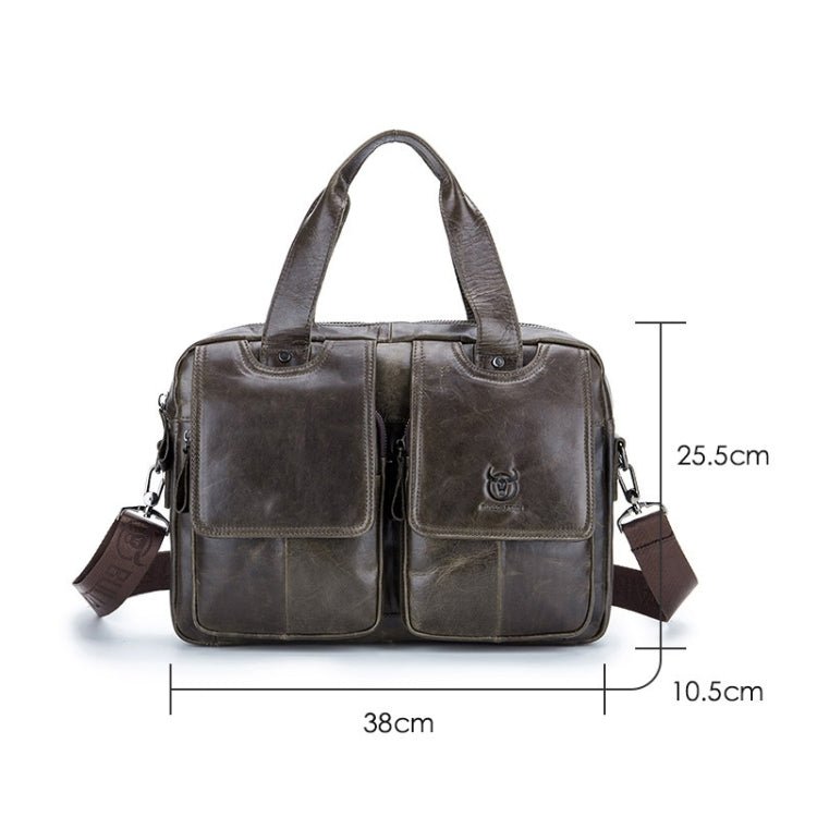 BULL CAPTAIN 042 Men Leather Single - shoulder Messenger Bag Cowhide Handheld Briefcase(Yellow Brown) - British D'sire