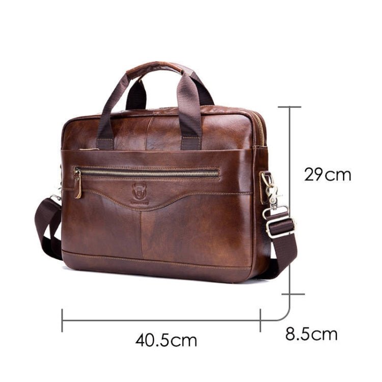 BULL CAPTAIN 044 14 Inch Handheld Computer Briefcase Men Leather Messenger Bag(Brown) - British D'sire
