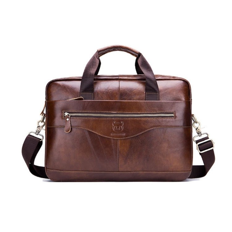 BULL CAPTAIN 044 14 Inch Handheld Computer Briefcase Men Leather Messenger Bag(Brown) - British D'sire Main image
