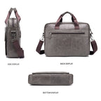 BULL CAPTAIN 046 Men Leather Briefcase First - Layer Cowhide Computer Handbag(Black) - British D'sire