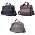 BULL CAPTAIN 046 Men Leather Briefcase First - Layer Cowhide Computer Handbag(Brown) - British D'sire