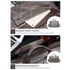 BULL CAPTAIN 046 Men Leather Briefcase First - Layer Cowhide Computer Handbag(Iron Gray) - British D'sire