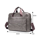 BULL CAPTAIN 046 Men Leather Briefcase First - Layer Cowhide Computer Handbag(Iron Gray) - British D'sire