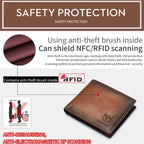 BULL CAPTAIN 05 Men Leather Wallet Anti - Theft Multi - Card Bit Soft Cowhide Wallet, Colour: Red - British D'sire