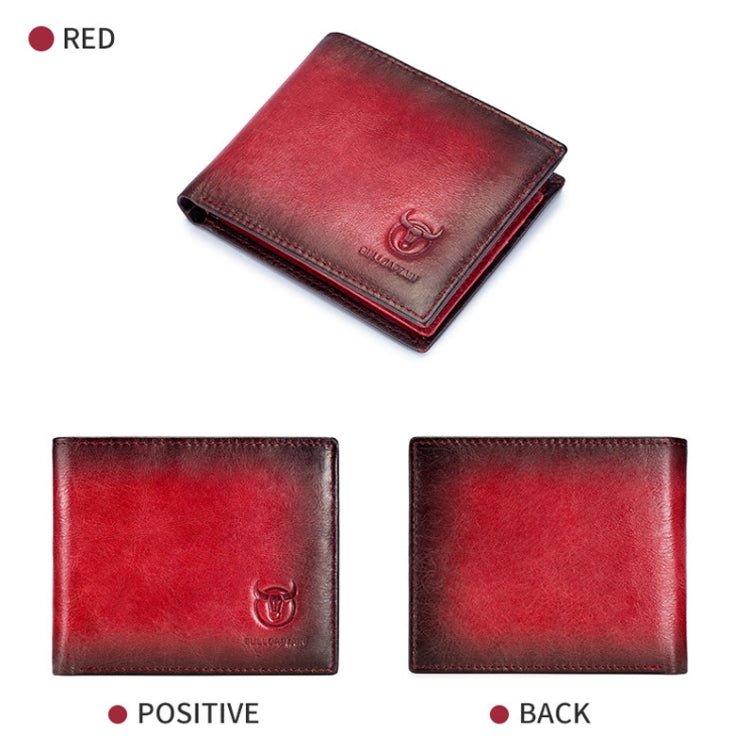 BULL CAPTAIN 05 Men Leather Wallet Anti-Theft Multi-Card Bit Soft Cowhide Wallet, Colour: Red Secondary image