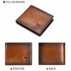 BULL CAPTAIN 05 Men Leather Wallet Anti - Theft Multi - Card Bit Soft Cowhide Wallet, Colour: Yellow Brown - British D'sire