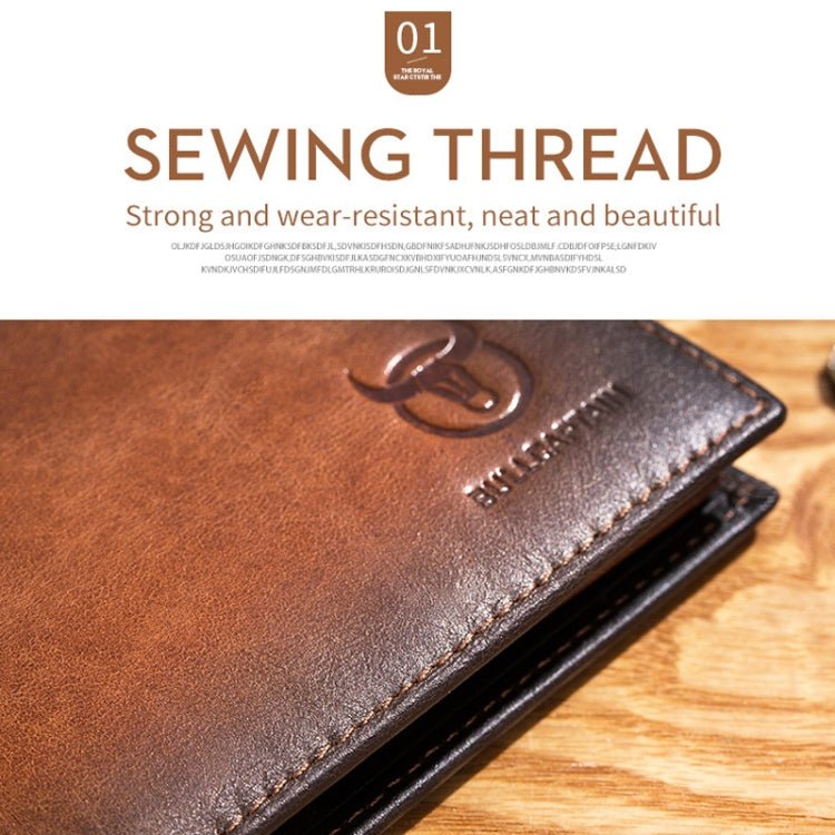 BULL CAPTAIN 05 Men Leather Wallet Anti - Theft Multi - Card Bit Soft Cowhide Wallet, Colour: Yellow Brown - British D'sire