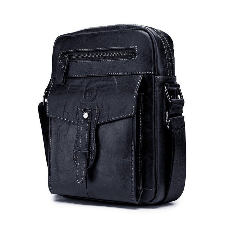 BULL CAPTAIN 053 Men Messenger Bag Cowhide Large Capacity Briefcase, Specification：Large (Black) - British D'sire Main image