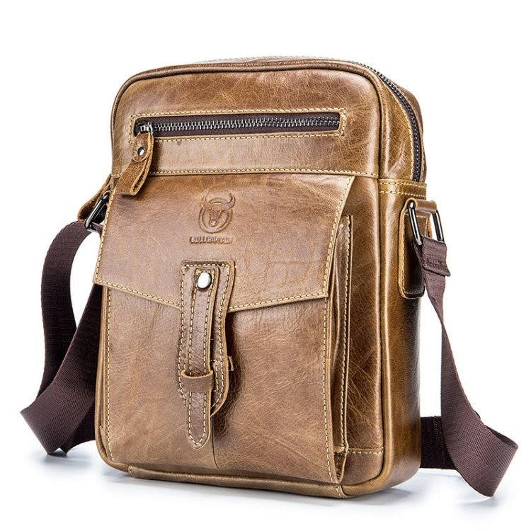 BULL CAPTAIN 053 Men Messenger Bag Cowhide Large Capacity Briefcase, Specification：Large (Dark Brown) - British D'sire Main image