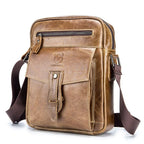BULL CAPTAIN 053 Men Messenger Bag Cowhide Large Capacity Briefcase, Specification：Large (Dark Brown) - British D'sire