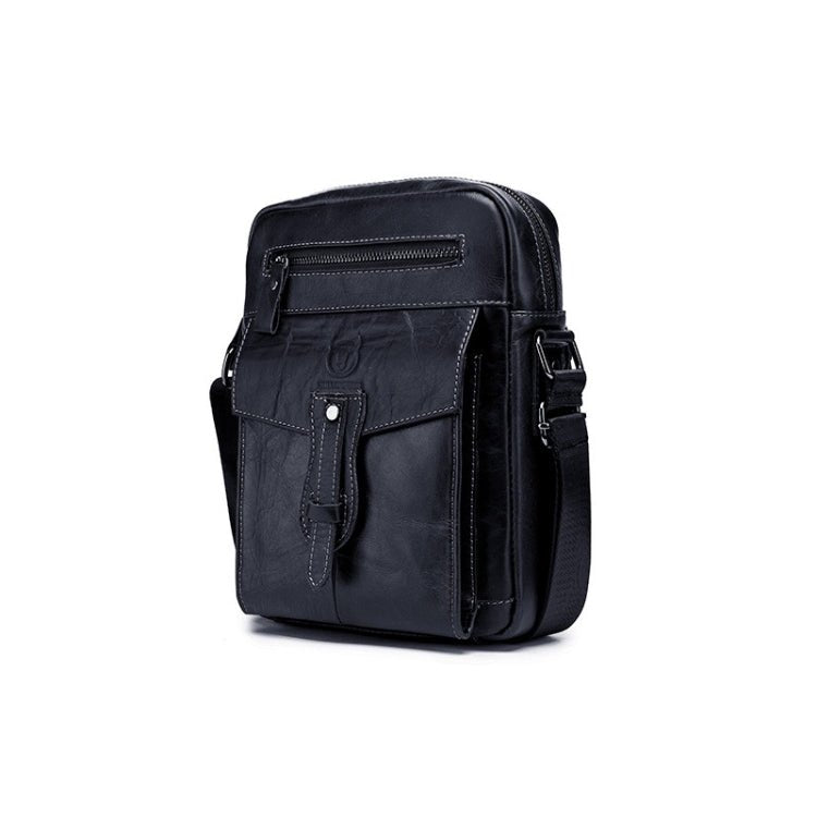 BULL CAPTAIN 053 Men Messenger Bag Cowhide Large Capacity Briefcase, Specification：Small (Black) - British D'sire Main image