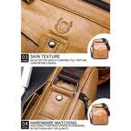BULL CAPTAIN 053 Men Messenger Bag Cowhide Large Capacity Briefcase, Specification：Small (Black) - British D'sire
