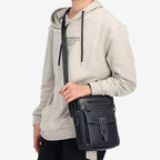 BULL CAPTAIN 053 Men Messenger Bag Cowhide Large Capacity Briefcase, Specification：Small (Black) - British D'sire