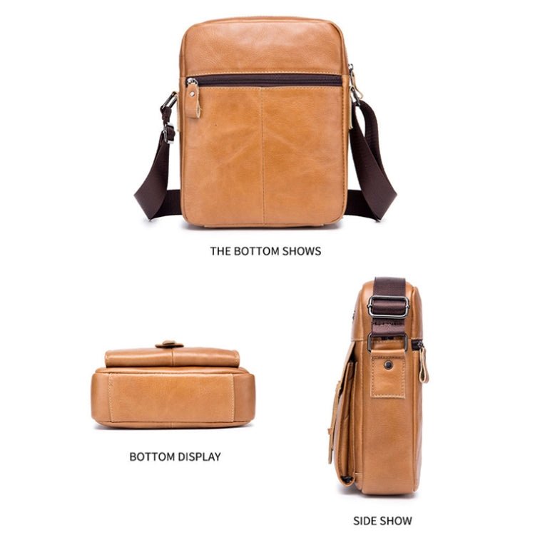 BULL CAPTAIN 053 Men Messenger Bag Cowhide Large Capacity Briefcase, Specification：Small (Black) - British D'sire