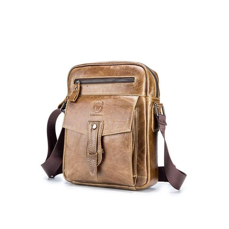 BULL CAPTAIN 053 Men Messenger Bag Cowhide Large Capacity Briefcase, Specification：Small (Dark Brown) - British D'sire