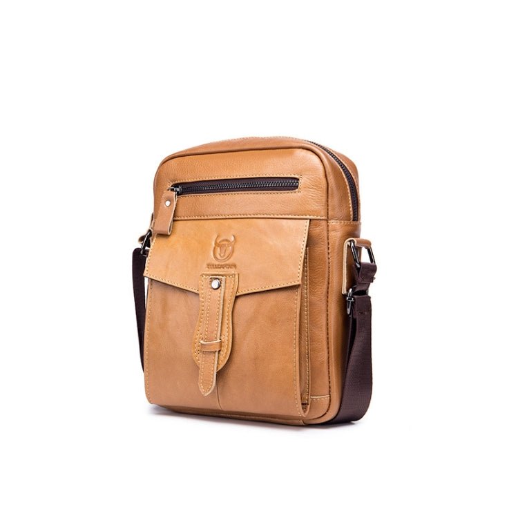 BULL CAPTAIN 053 Men Messenger Bag Cowhide Large Capacity Briefcase, Specification：Small (Yellow Brown) - British D'sire Main image