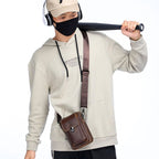 BULL CAPTAIN 075 Men Belt Phone Waist Bag First - Layer Cowhide Multi - Function Diagonal Bag(Black) - British D'sire