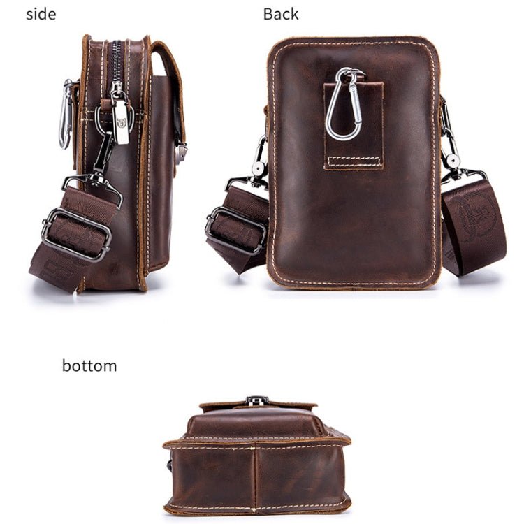 BULL CAPTAIN 075 Men Belt Phone Waist Bag First-Layer Cowhide Multi-Function Diagonal Bag(Brown) Secondary image