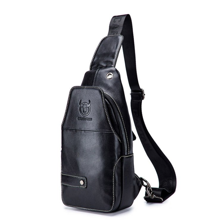 BULL CAPTAIN 087 Men Leather Shoulder Bag First - Layer Cowhide Sports Chest Bag(Black) - British D'sire Main image