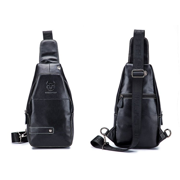 BULL CAPTAIN 087 Men Leather Shoulder Bag First-Layer Cowhide Sports Chest Bag(Black) Secondary image