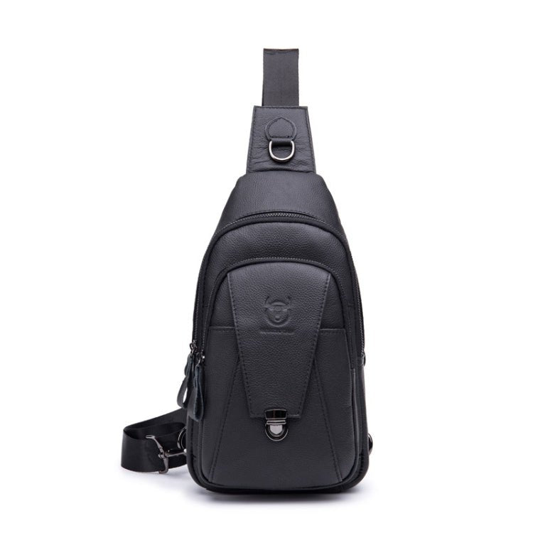 BULL CAPTAIN 110 Men Leather Shoulder Bag Cowhide Leather Multi - Function Chest Bag(Black) - British D'sire Main image