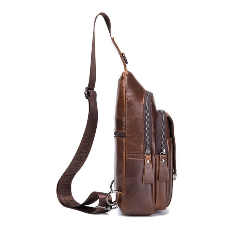 BULL CAPTAIN 110 Men Leather Shoulder Bag Cowhide Leather Multi-Function Chest Bag(Brown) Secondary image
