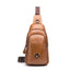 BULL CAPTAIN 110 Men Leather Shoulder Bag Cowhide Leather Multi - Function Chest Bag(Yellow Brown) - British D'sire