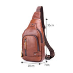 BULL CAPTAIN 129 First - Layer Cowhide Men Soft Chest Bag Outdoor Casual Messenger Bag(Black) - British D'sire