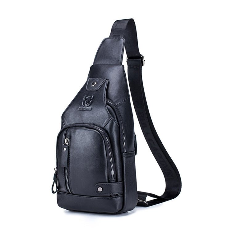 BULL CAPTAIN 129 First - Layer Cowhide Men Soft Chest Bag Outdoor Casual Messenger Bag(Black) - British D'sire